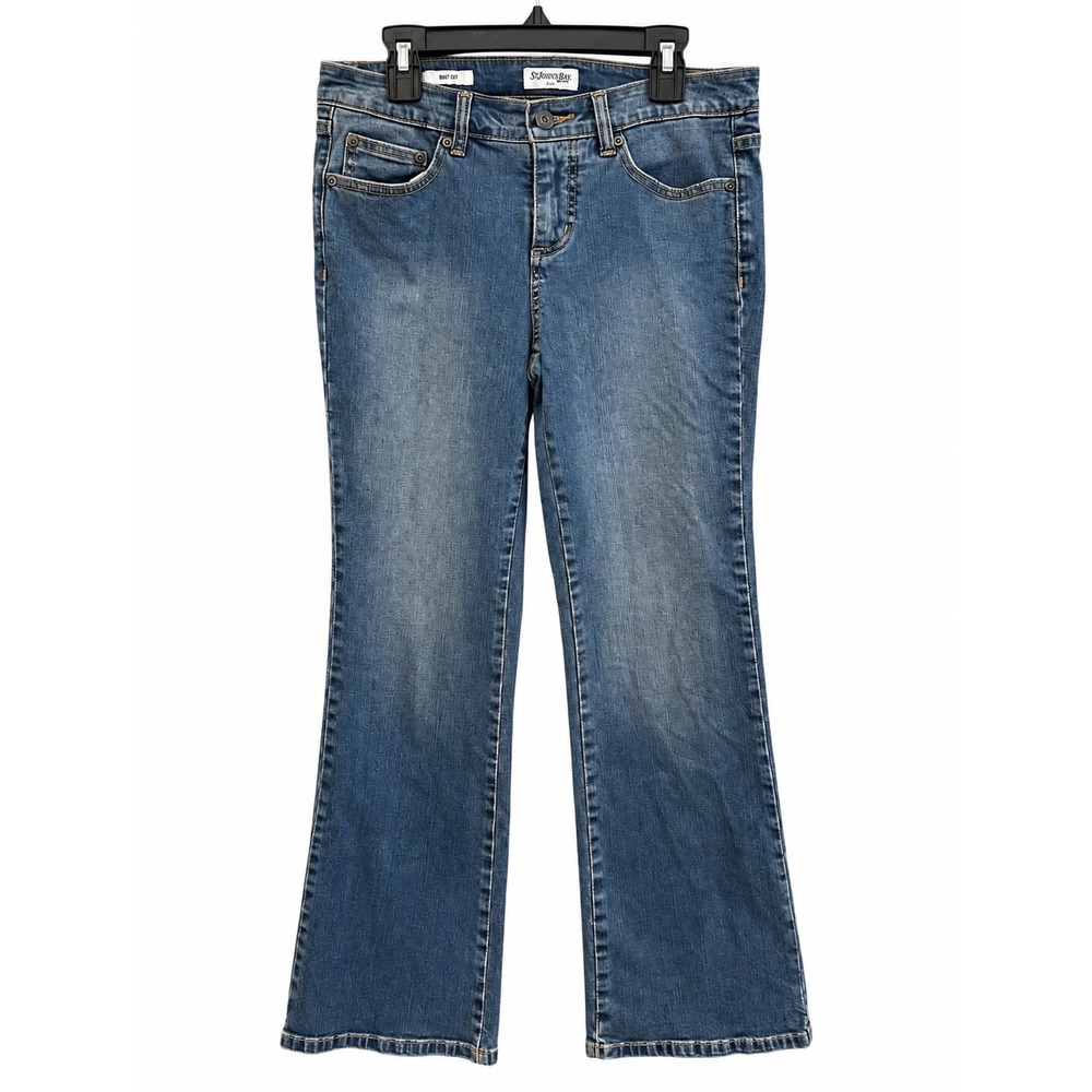St. Johns Bay Womens 6P Bootcut Jeans Medium Wash Blue Denim Petite Stretch